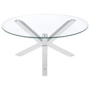 Kenzie Round Tempered Glass Top Cocktail Coffee Table Chrome