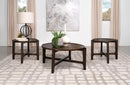 Cota  Solid Wood Coffee and End Table Set Dark Brown