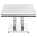 Kerwin Rectangular Stone Top Coffee Table White and Chrome