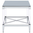 Lindley Square Tempered Mirror Acrylic Side End Table Chrome