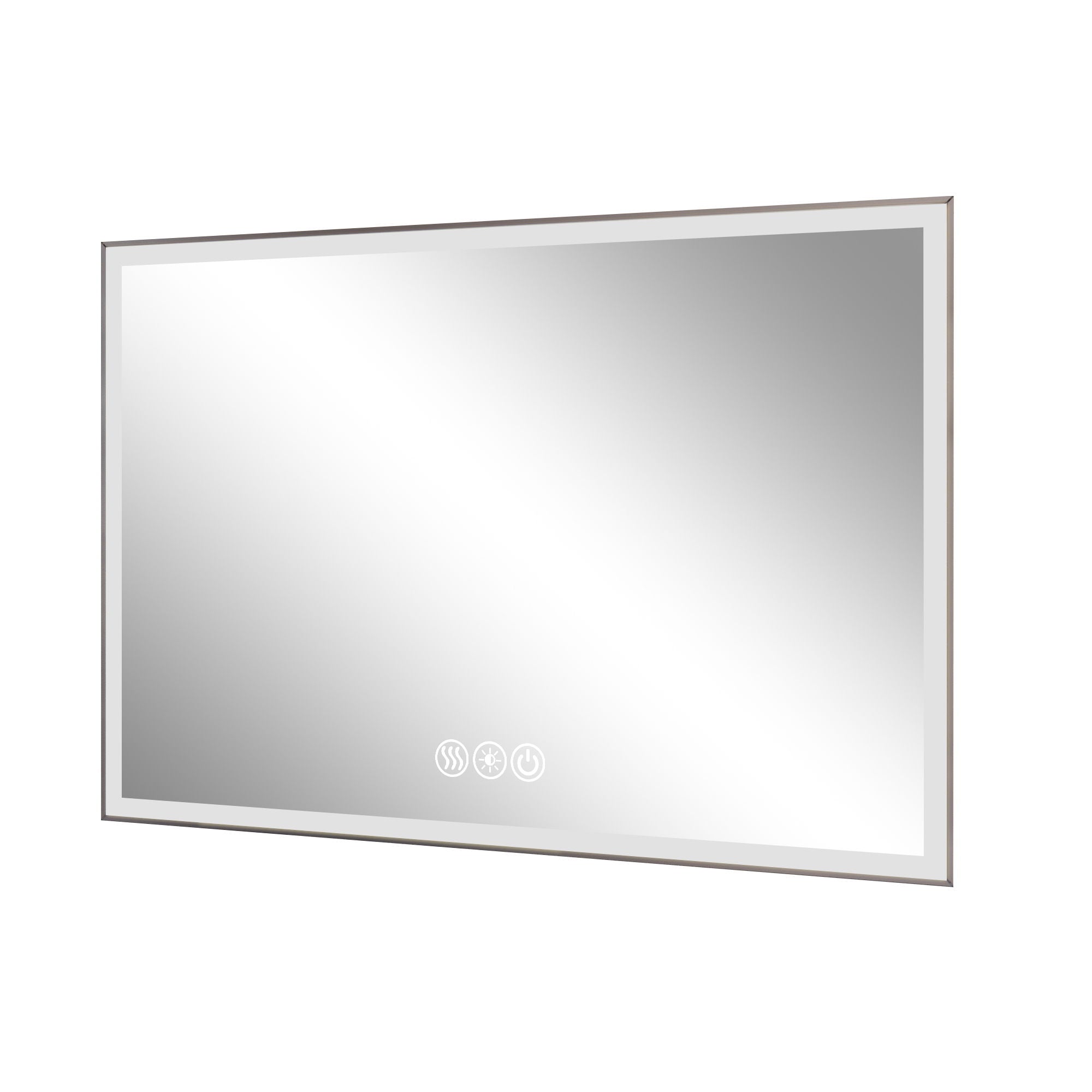 Modern LED Bathroom Vanity Mirror With Aluminum Frame, 45° Beveled Lights, Anti Fog - Silver