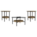 Delfin  Round Coffee and End Table Set Brown