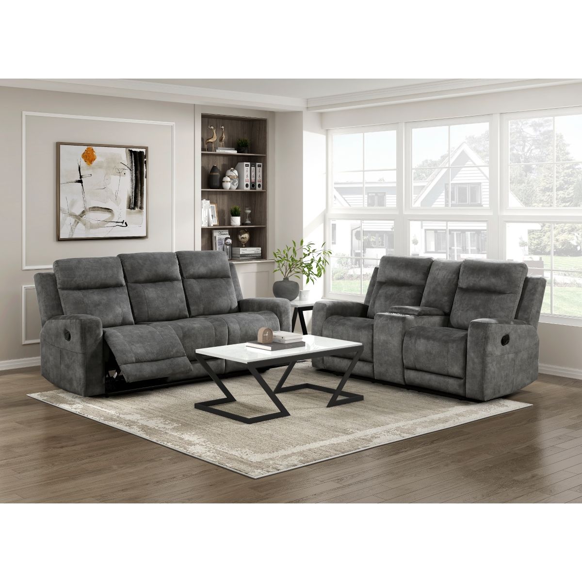 Muncie - Double Reclining Loveseat With Center Console - Brownish Gray