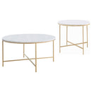 Ellison  Round Marble Coffee and End Table Set White