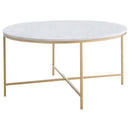 Ellison  Round Marble Coffee and End Table Set White