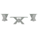 Taffeta Mirrored Coffee and End Table Set Silver