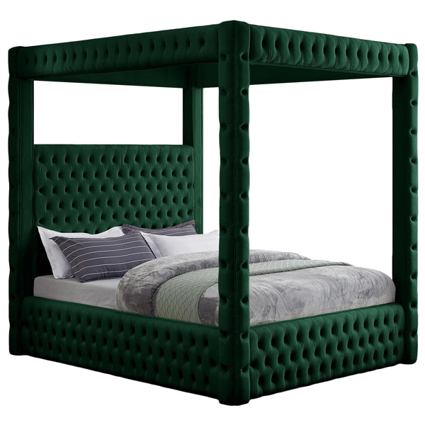 Meridian Royal Green Velvet Queen Bed (4 Boxes) IMAGE 1