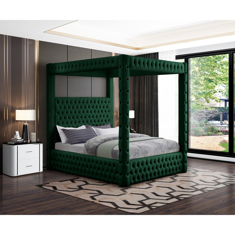 Meridian Royal Green Velvet Queen Bed (4 Boxes) IMAGE 2