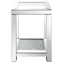 Valentina 1-shelf Square Glass Top Side End Table Silver