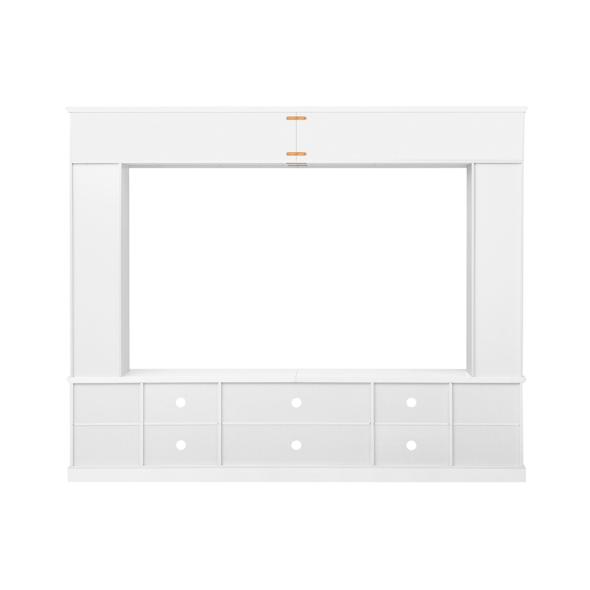 All-In-One Entertainment Center With Bookshelves & Tempered Glass Doors, TV Console Unit For Living Room