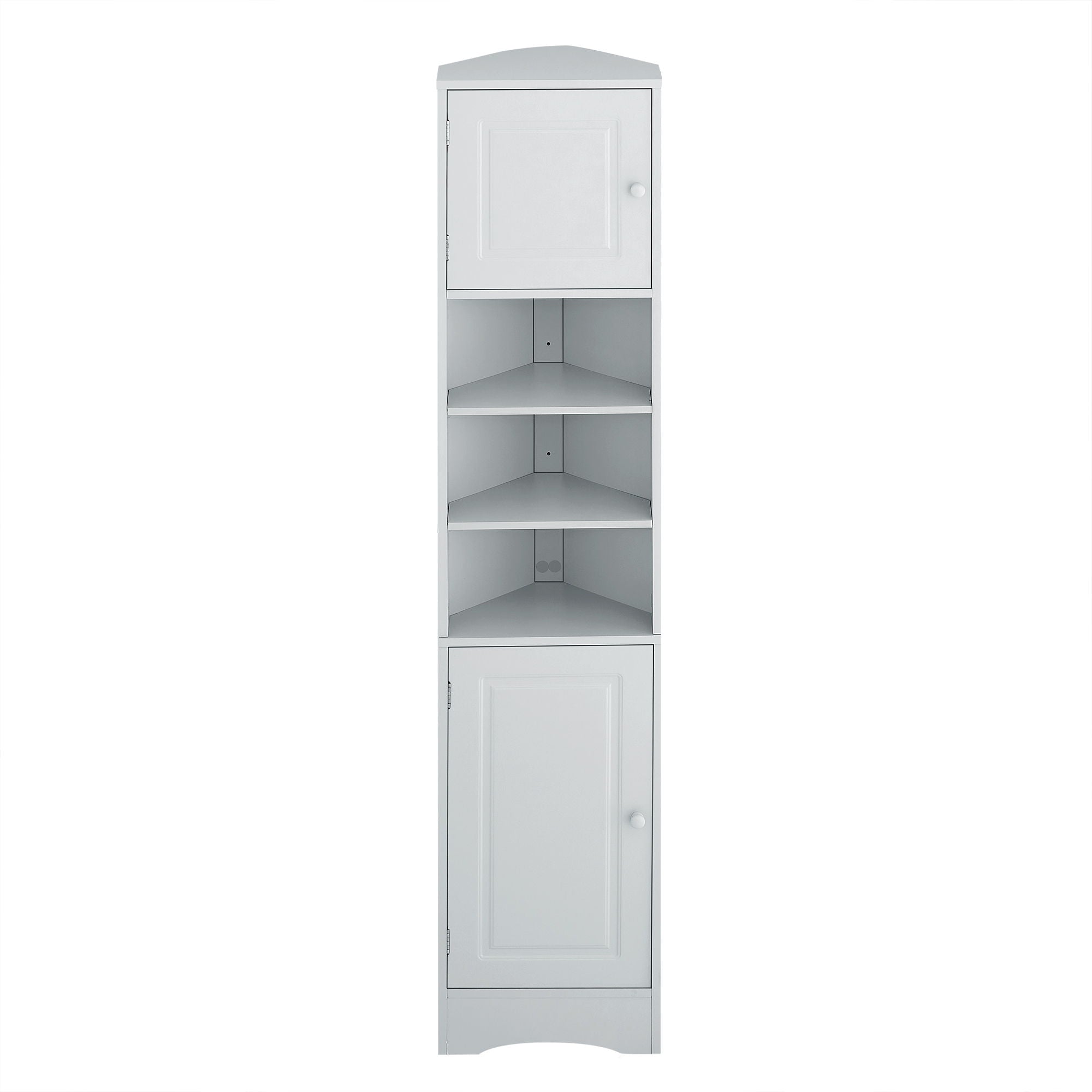 Multi Functional Corner Cabinet With Adjustable Shelves And 2 Doors