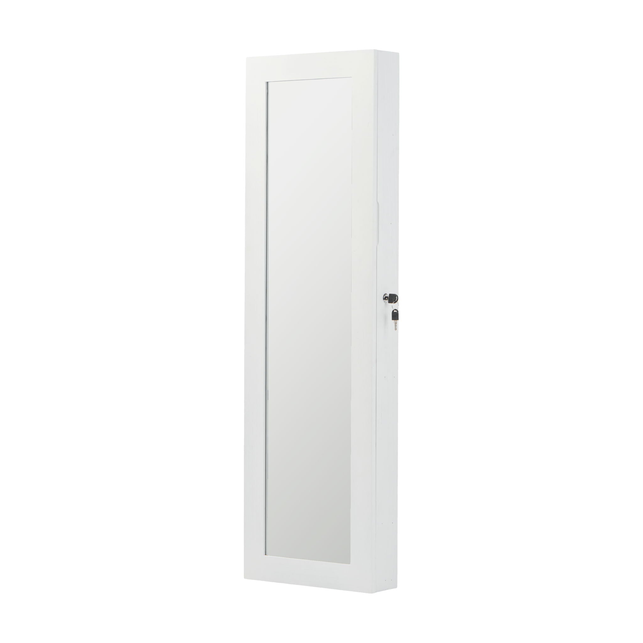 Jewelry Armoire Organizer With Full Length Mirror, Wall Mounted Lockable Cabinet With LED Light