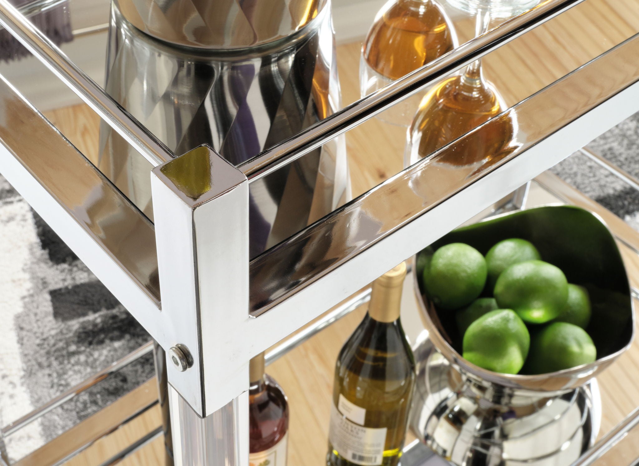 Chaseton - Bar Cart - Clear / Silver Finish