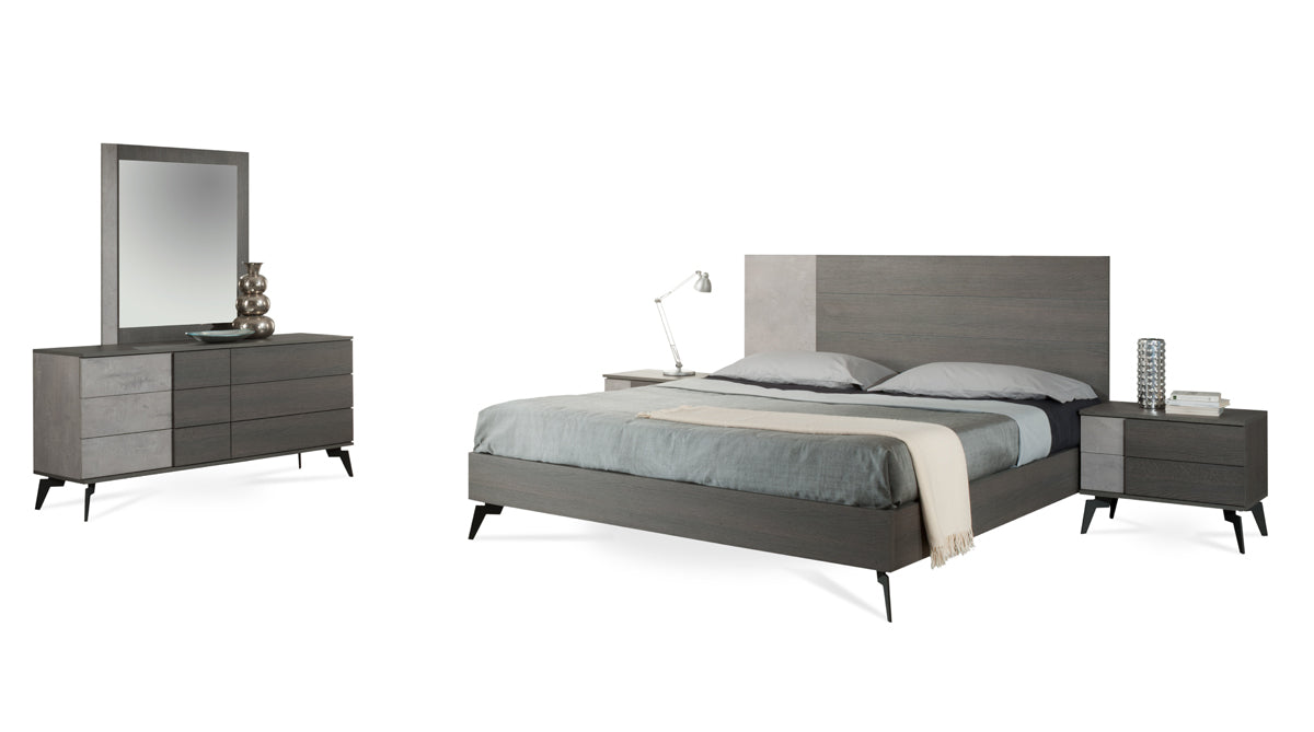Nova Domus Palermo Italian Modern Faux Concrete & Grey Mirror