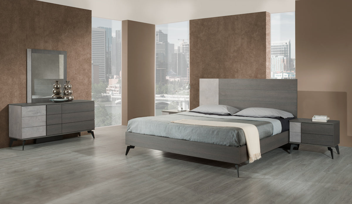 Nova Domus Palermo Italian Modern Faux Concrete & Grey Mirror