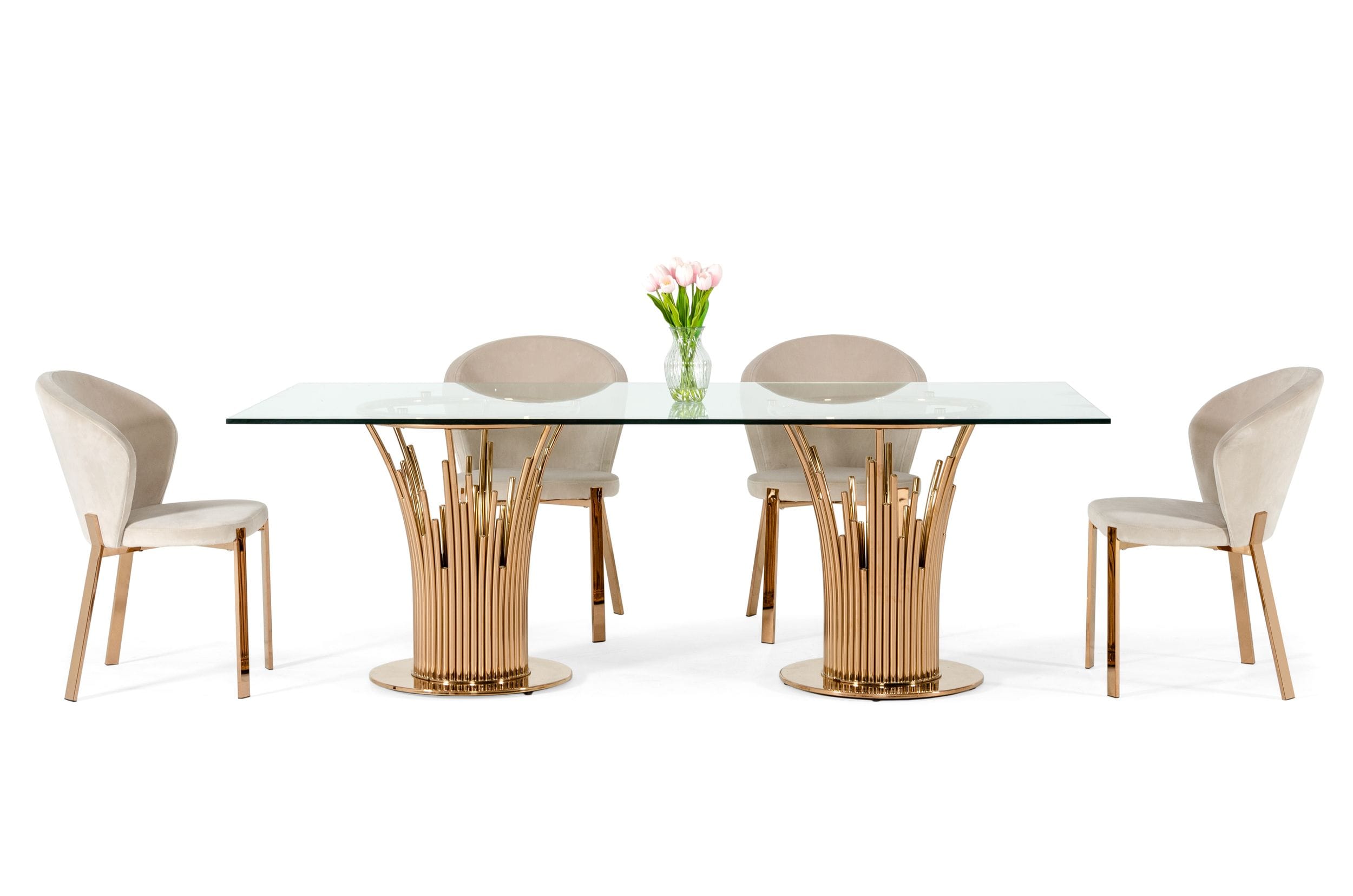 Modrest Paxton Modern Glass & Rosegold Dining Table