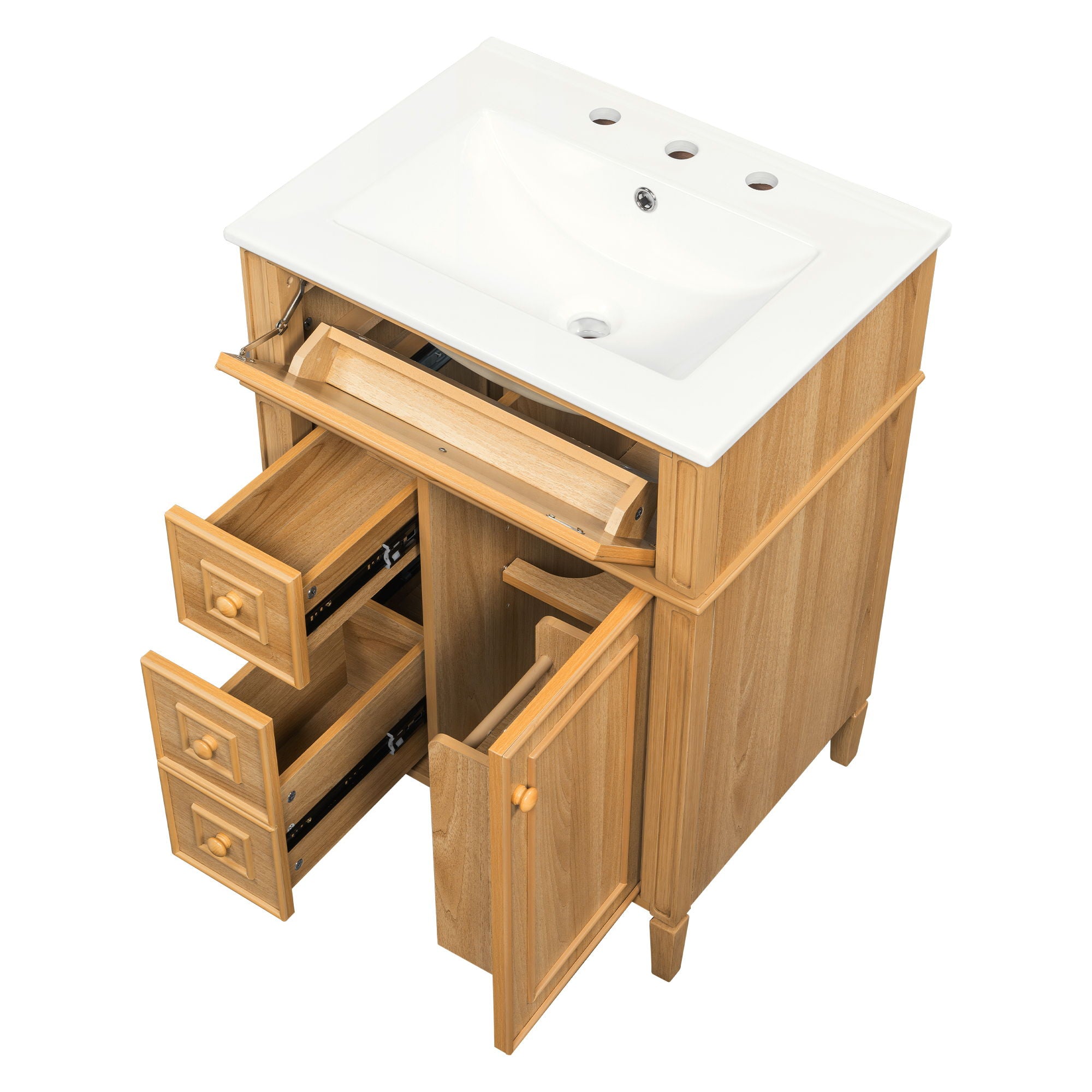Bathroom Vanity With Flip Out Drawer, 2 Soft-Close Drawers
