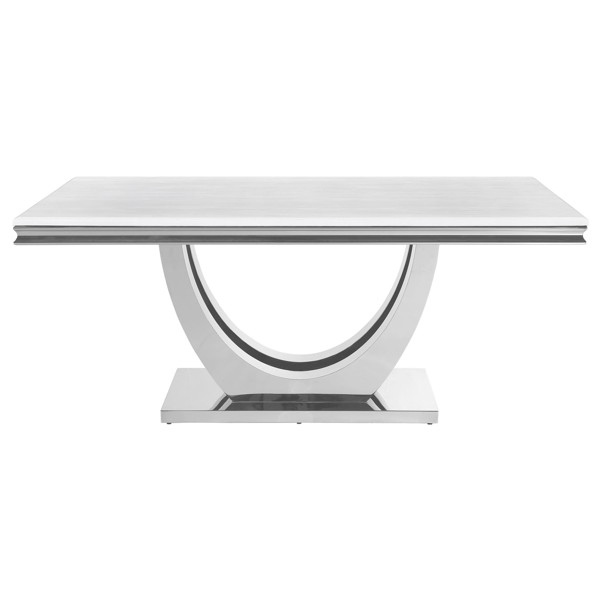Coaster Furniture Kerwin Dining Table with Faux Marble Top and Pedestal Base 111101 IMAGE 2