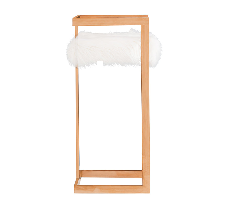 Modrest Halifax Modern White Faux Fur & Rosegold Bar Stool
