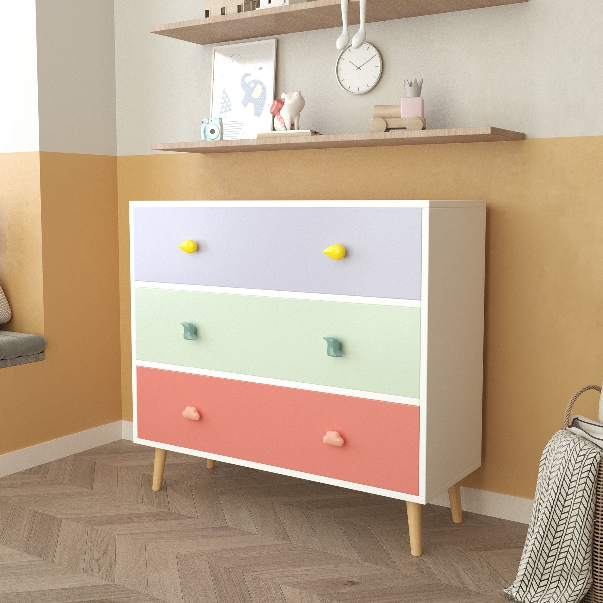 3 Drawer Dresser, Storage Cabinet With Anti Tip Safety