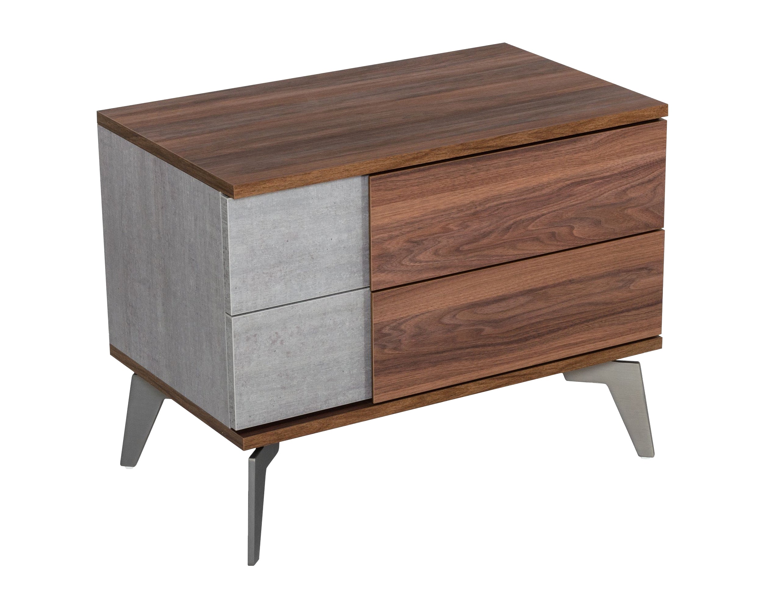 Nova Domus Palermo - Modern Italian Faux Concrete & Walnut Nightstand