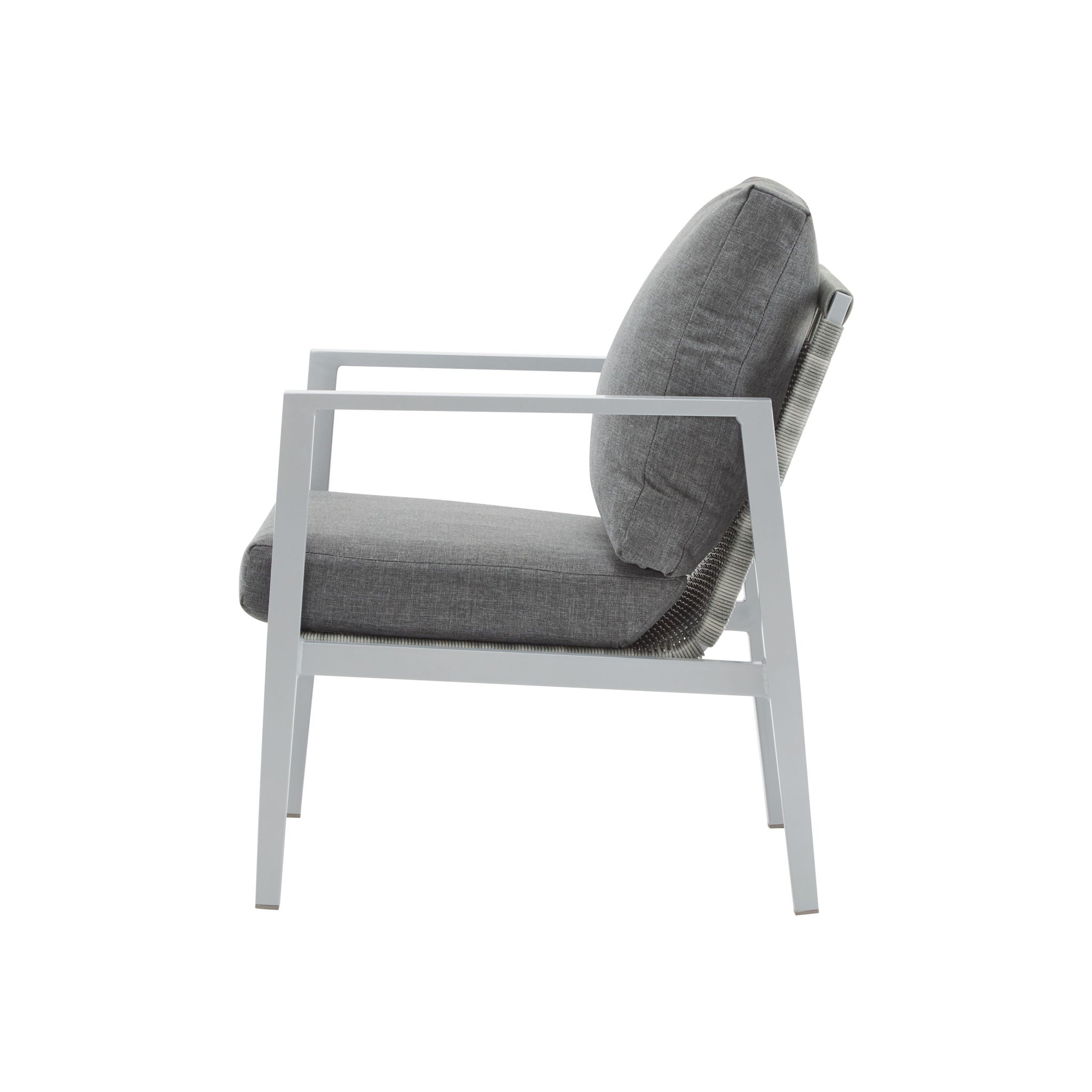 Modern Lounge Chair With Rope Accents And Cushions