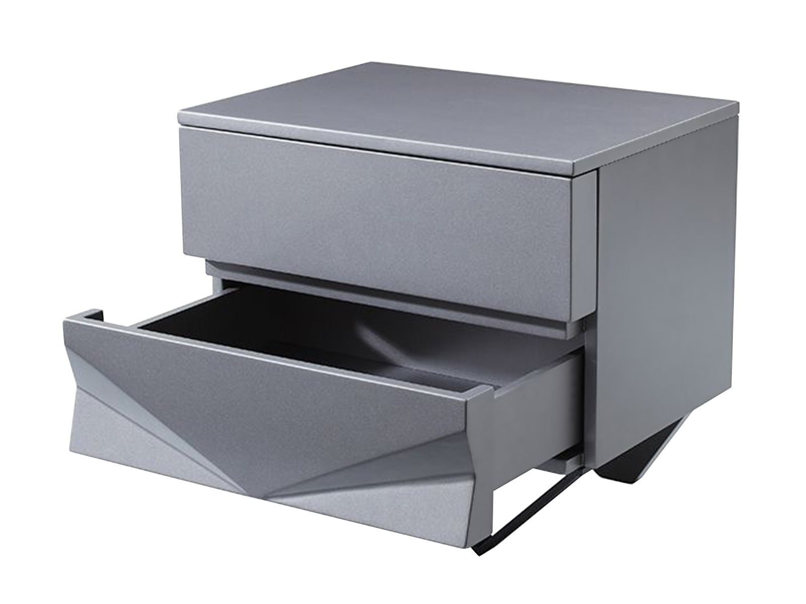 Modrest Duke Modern Grey & Black Gun Chrome Nightstand