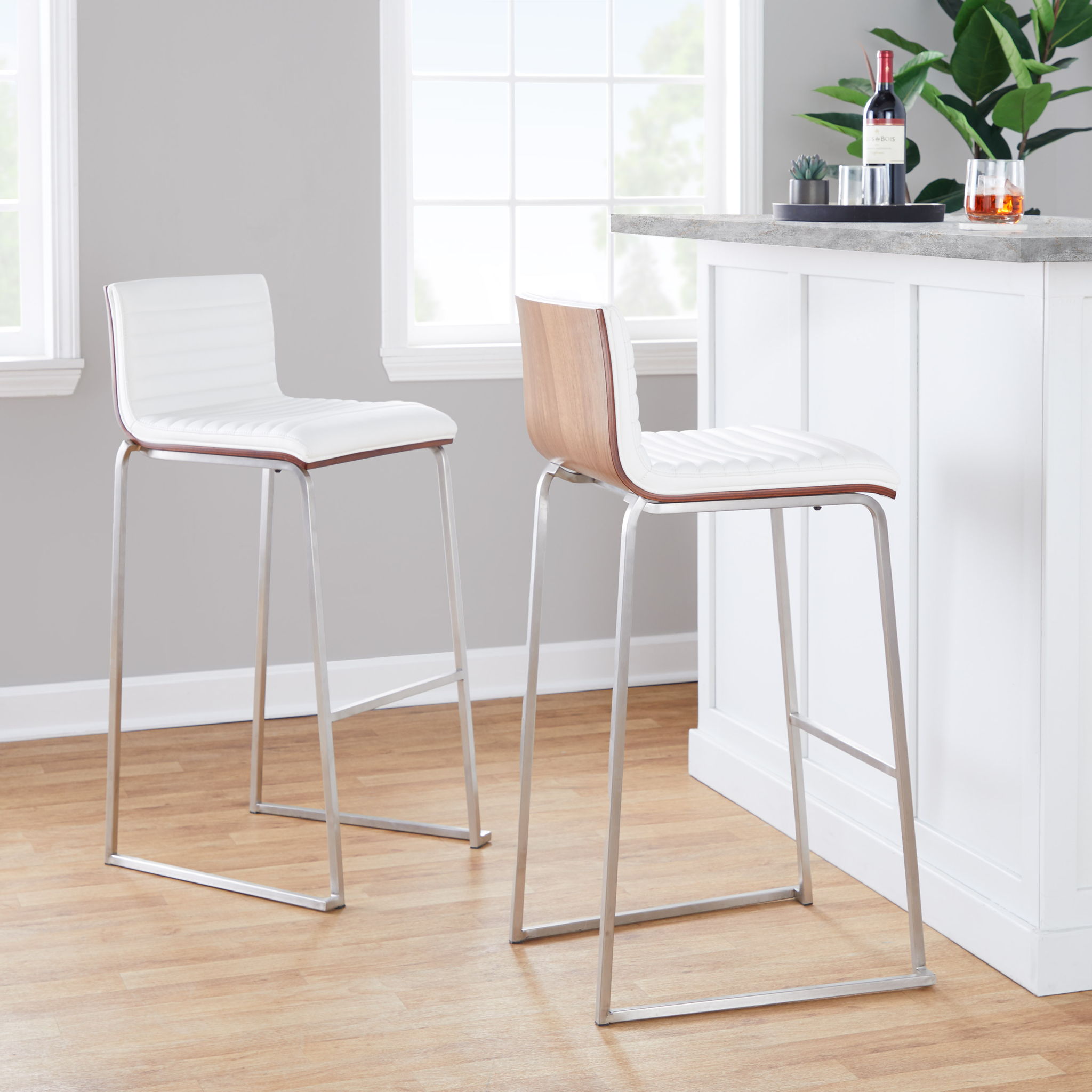 Mason Mara - Contemporary Fixed Height Barstool (Set of 2)