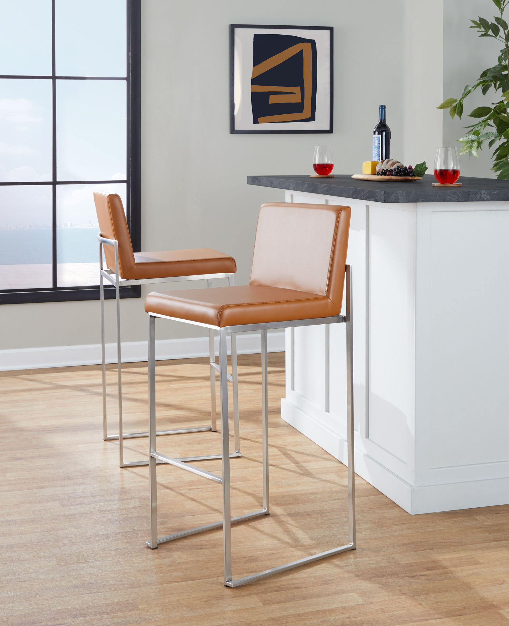 Fuji - Contemporary And Modern Elegance High Back Barstool