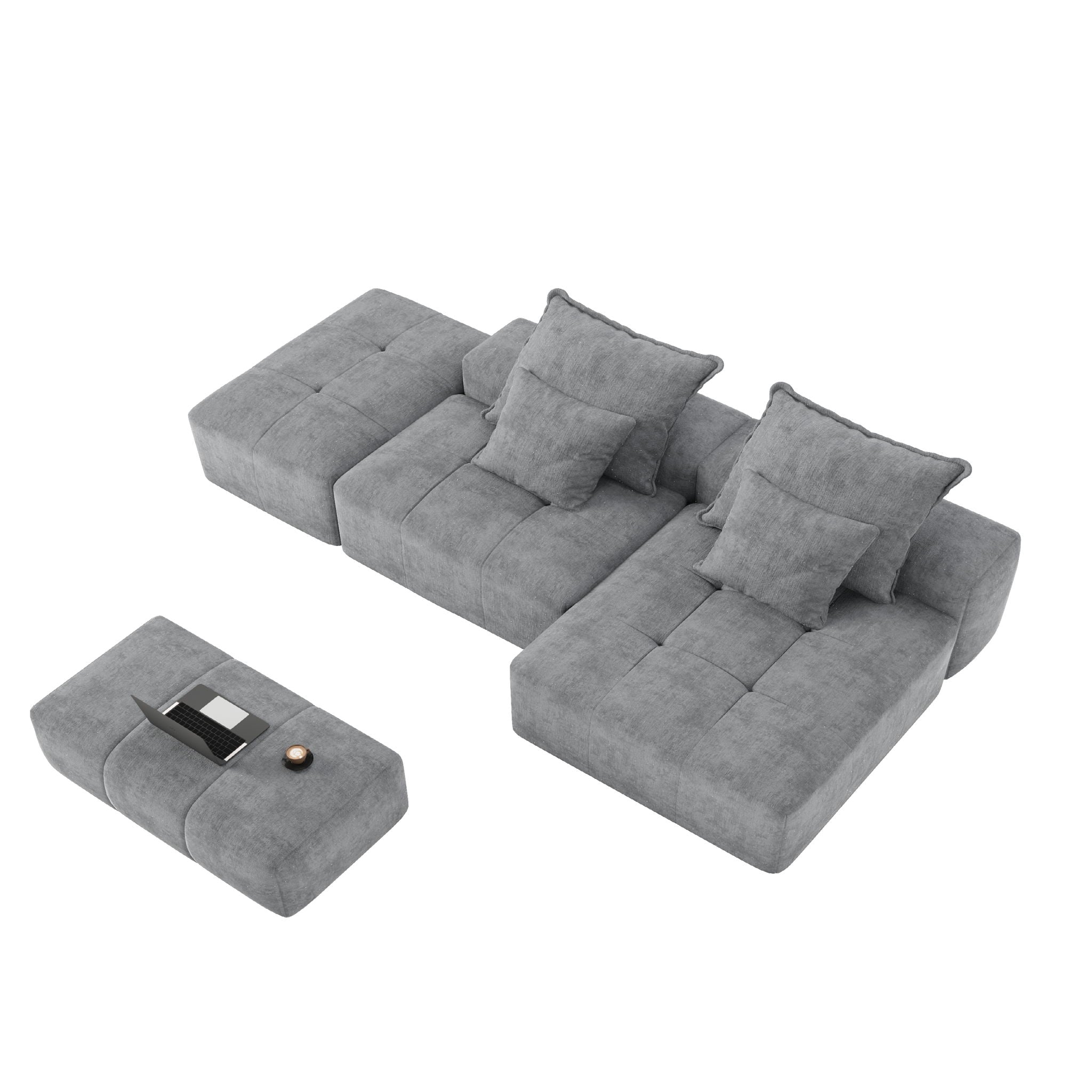 Modern Oversized Diy Combination Modular Sectional Sofa With Pillows