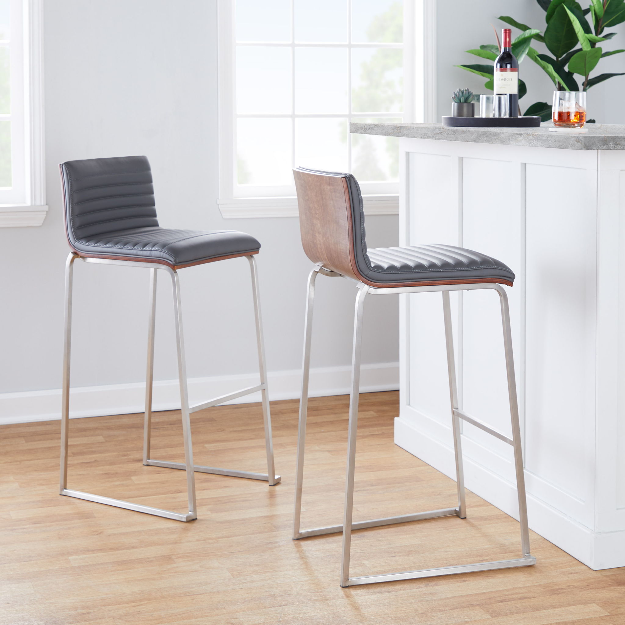 Mason Mara - Contemporary Fixed Height Barstool (Set of 2)