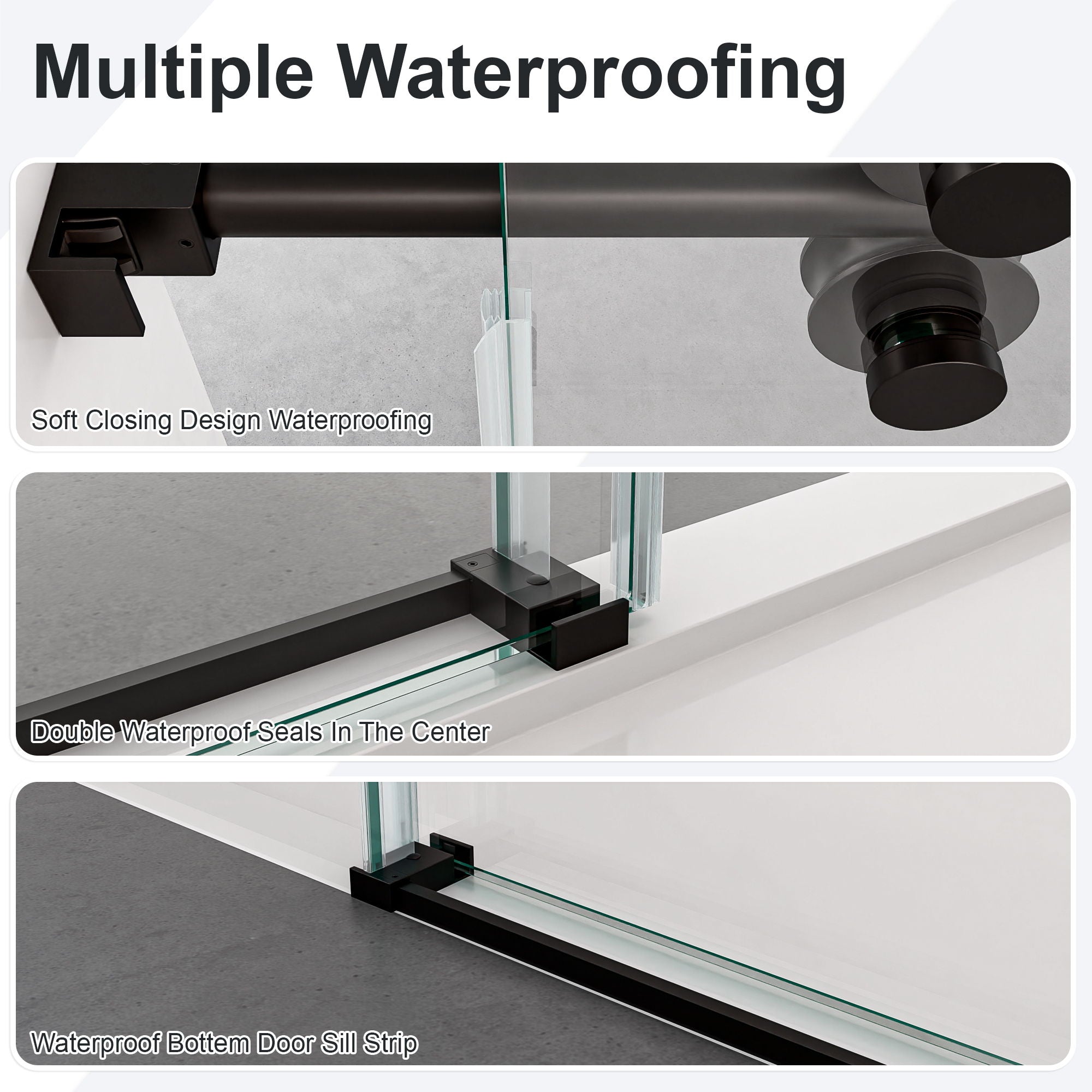 Frameless Single Sliding Shower Door With Clear Tempered Glass