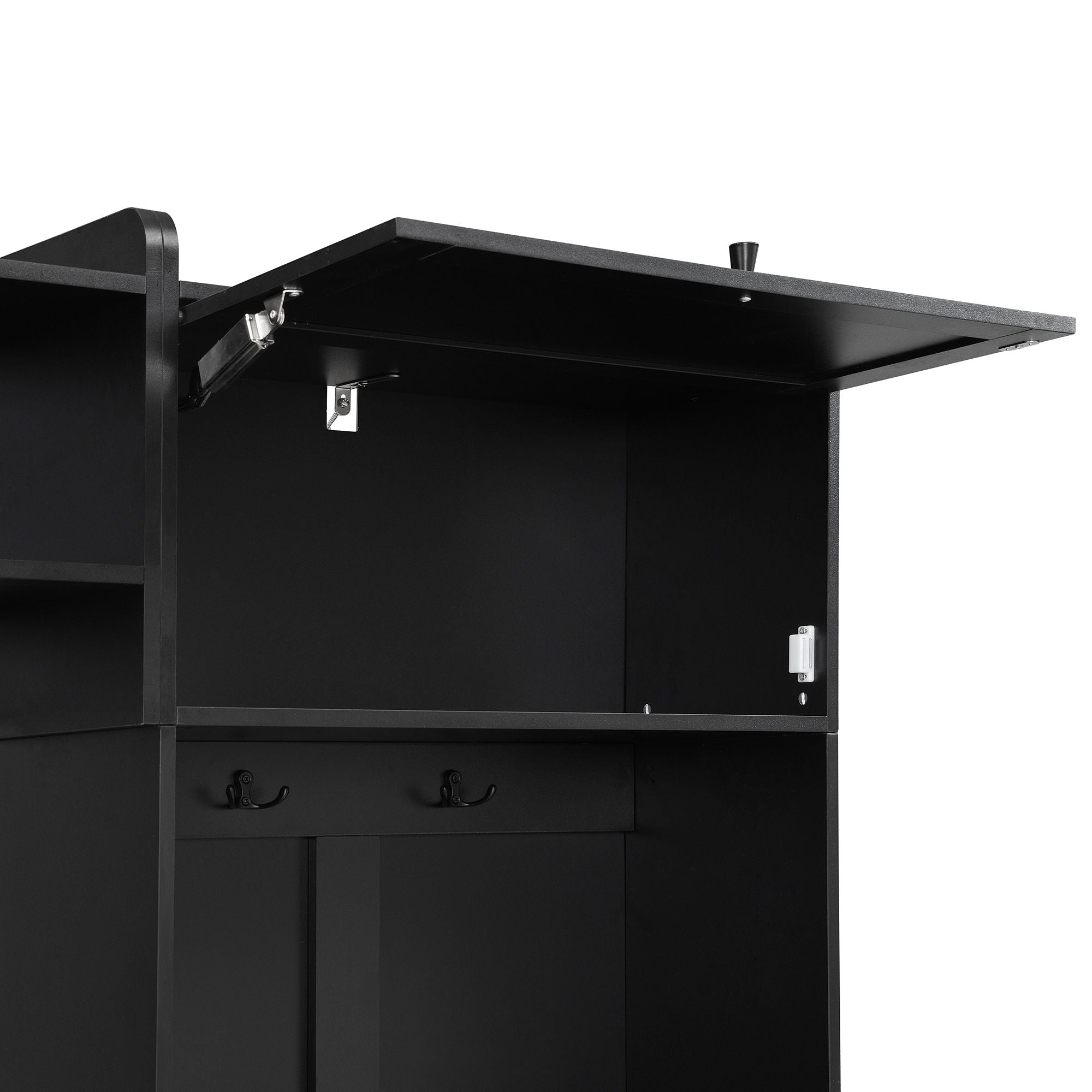 Wide Hall Tree With Shoe Storage, 4 In 1 Entryway Bench With 8 Cubbies, 7 Coat Hooks & Adjustable Shelf For Hallway - Black