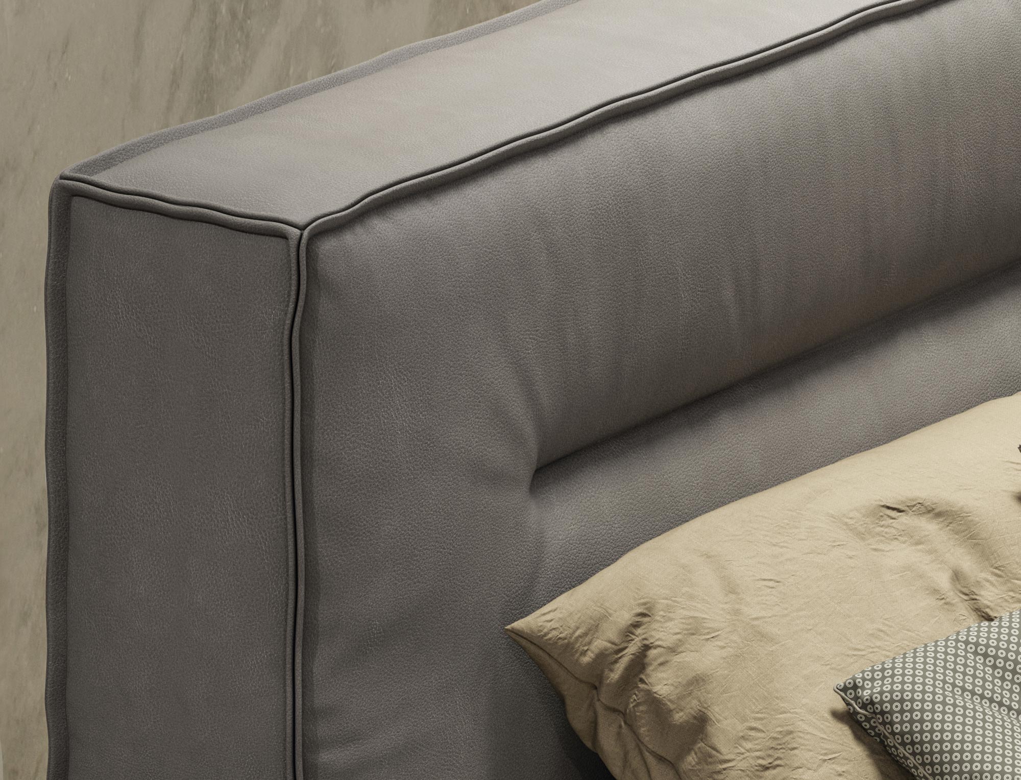Lamod Italia Hollywood - Italian Contemporary Grey Leather Bed