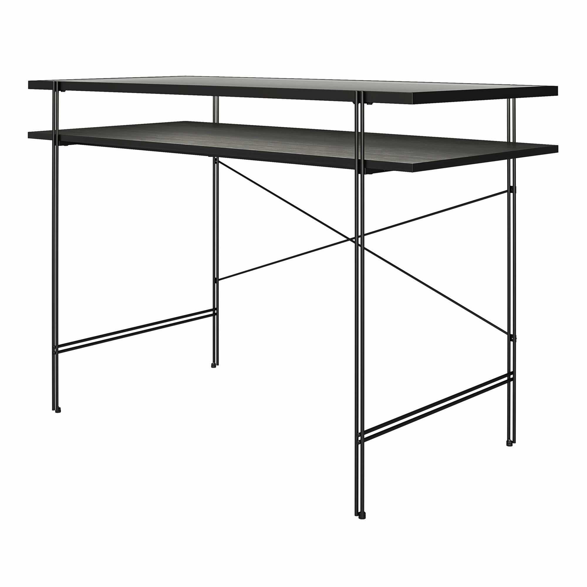 Vance - Computer Desk With Fluted Glass Desktop - Black