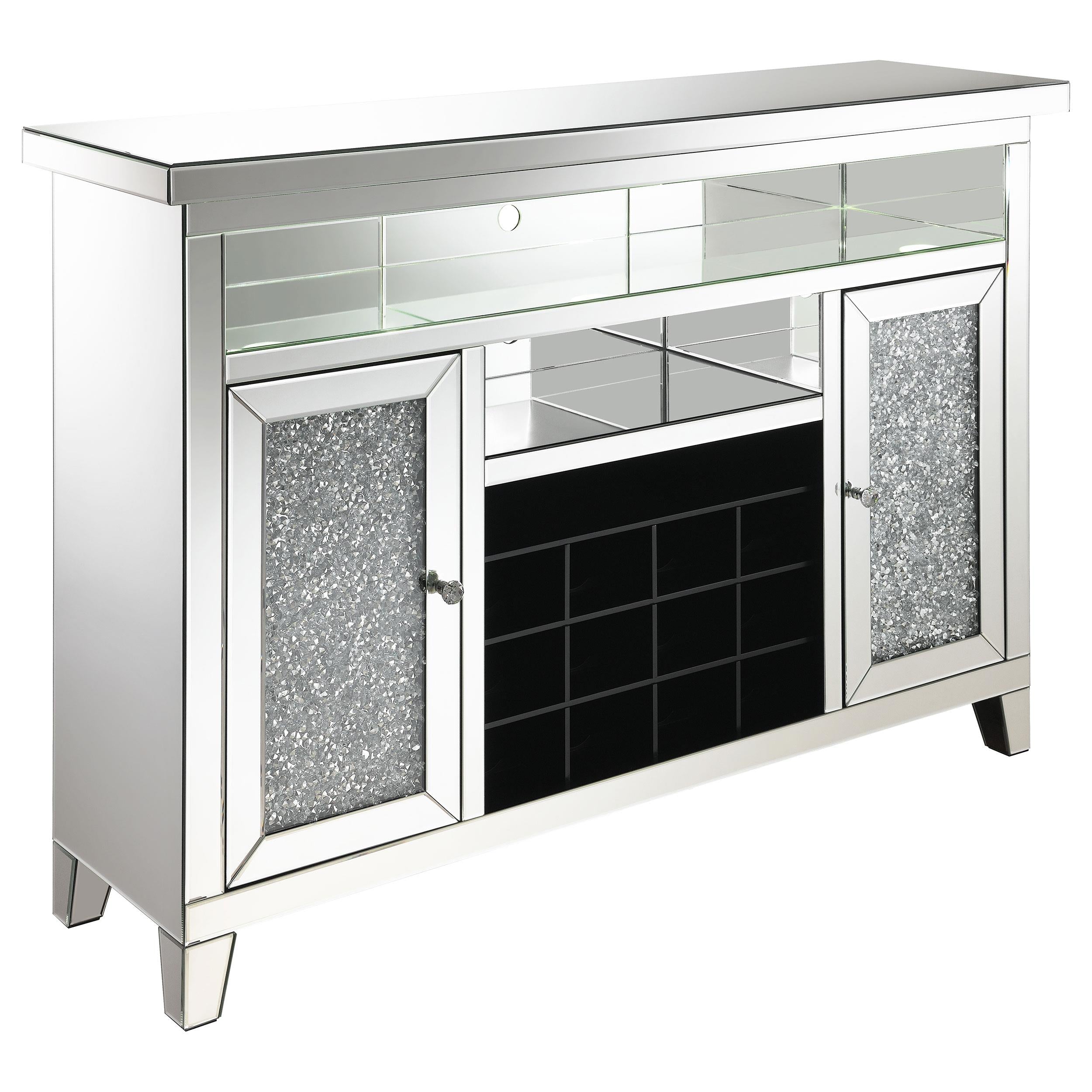 Coaster Furniture Melinda 183627 2-Door Wine Cabinet With Lighting Mirror IMAGE 2