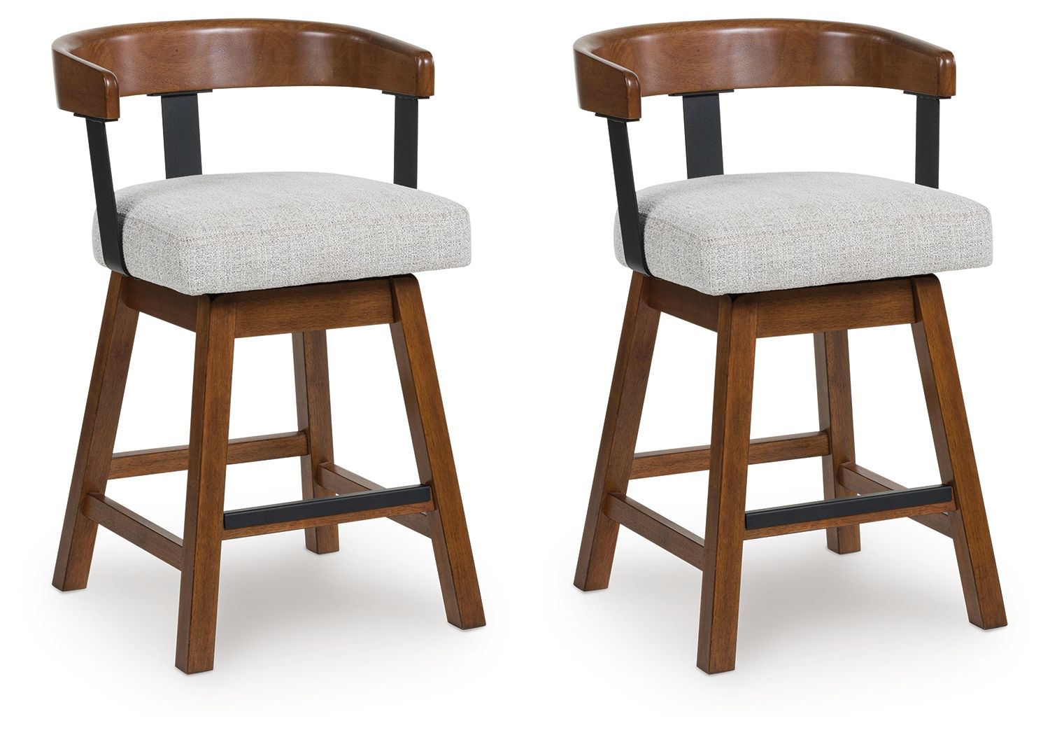Ralene - Upholstered Swivel Barstool (Set of 2) - Medium Brown