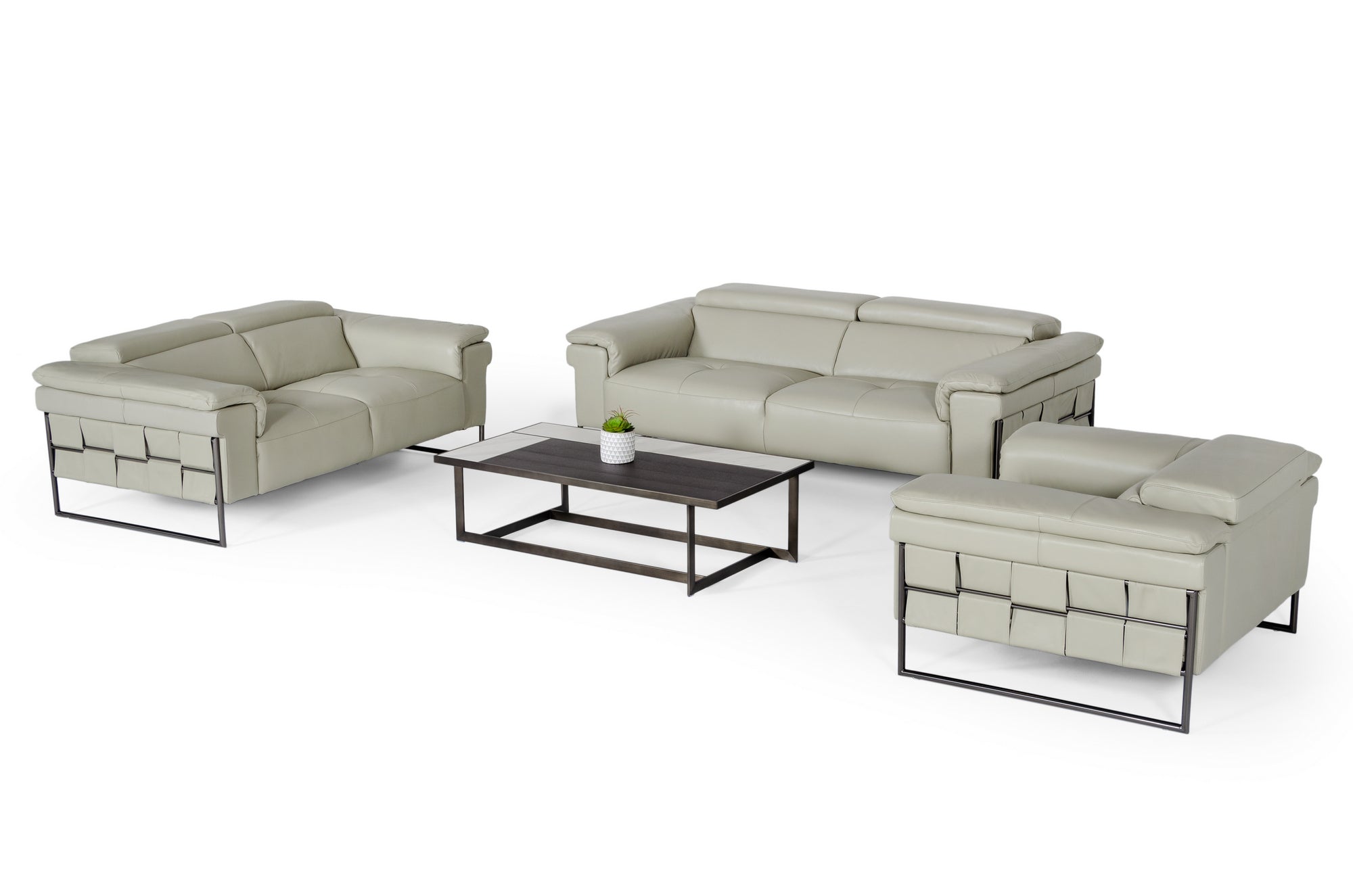 Divani Casa Shoden - Modern Light Grey Leather Chair