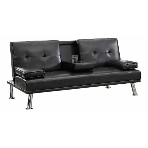 Happy Homes Chelsea Futon Chelsea Futon with Drop Down Cup Holder - Black IMAGE 1