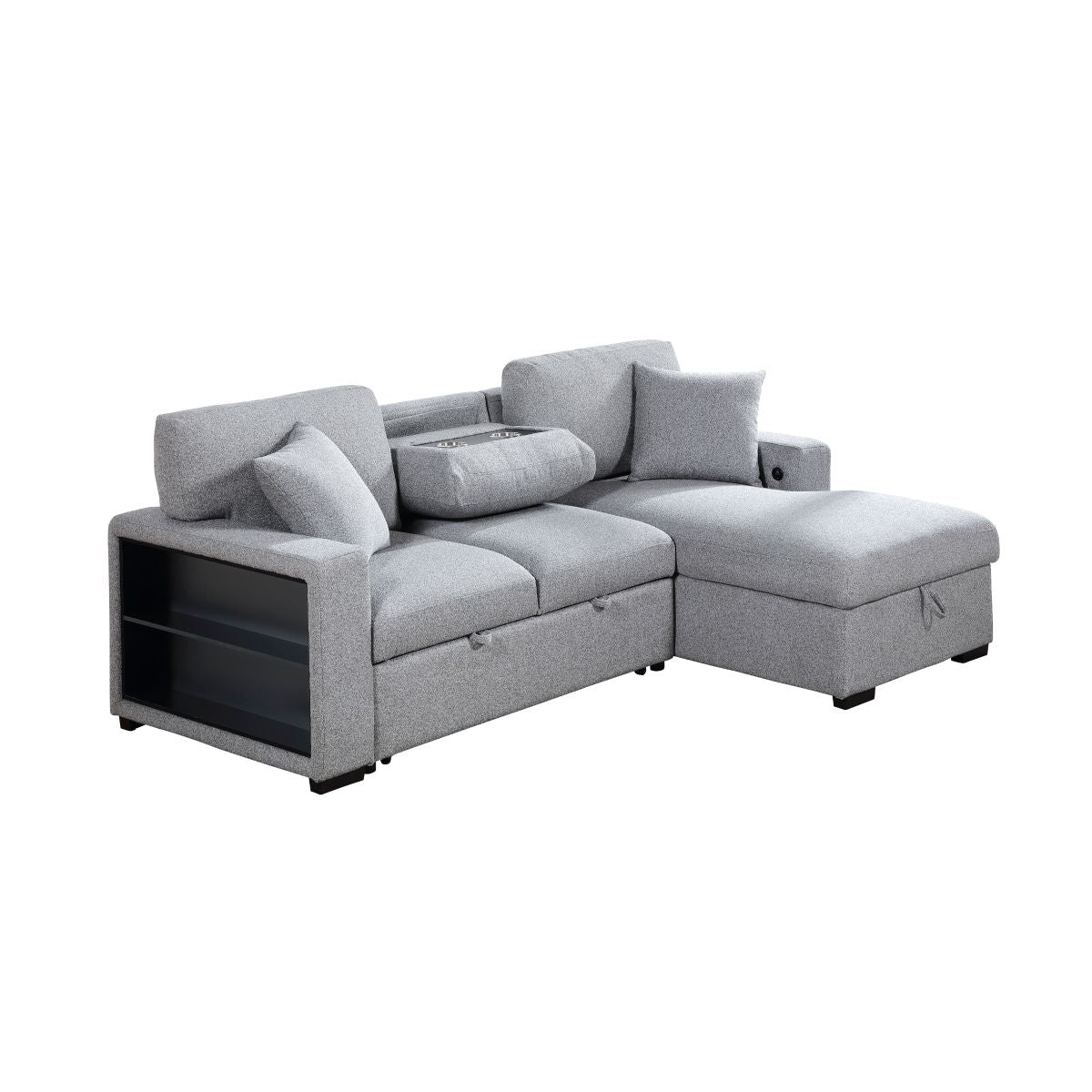 Pompano - Sectional With Chaise, Pull-Out Bed And Hidden Storage, Charging Ports