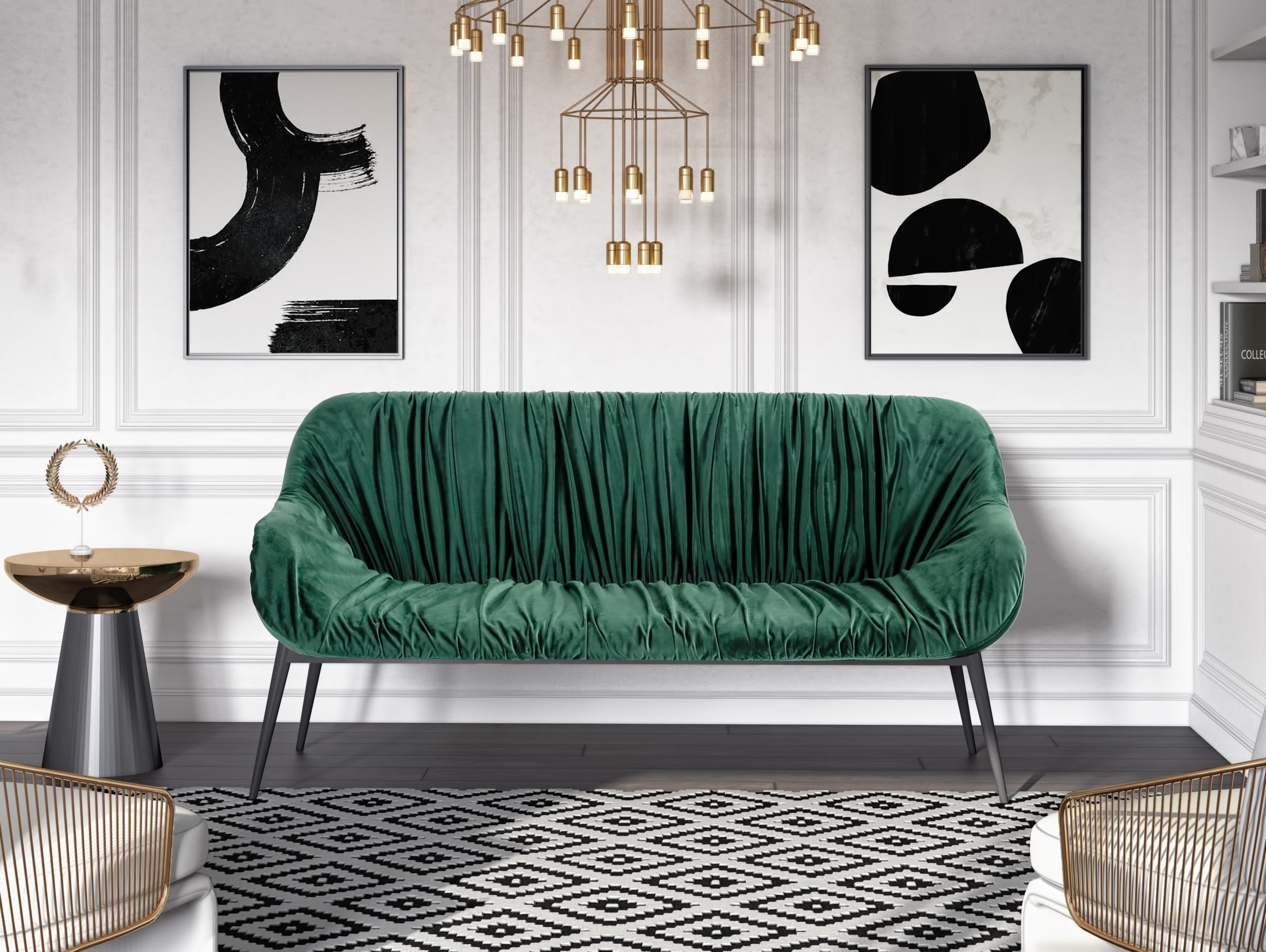 Modrest Katrina - Modern Green Fabric Bench