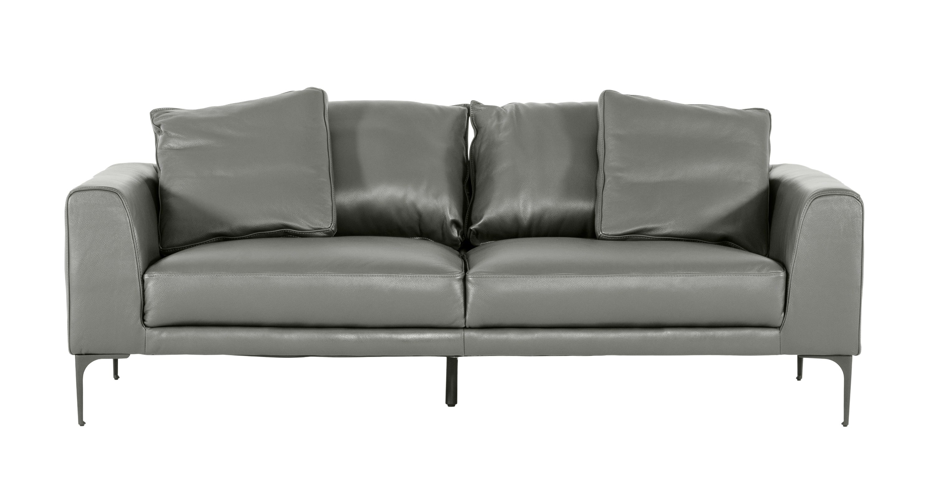 Divani Casa Jacoba - Modern Dark Grey Leather Sofa