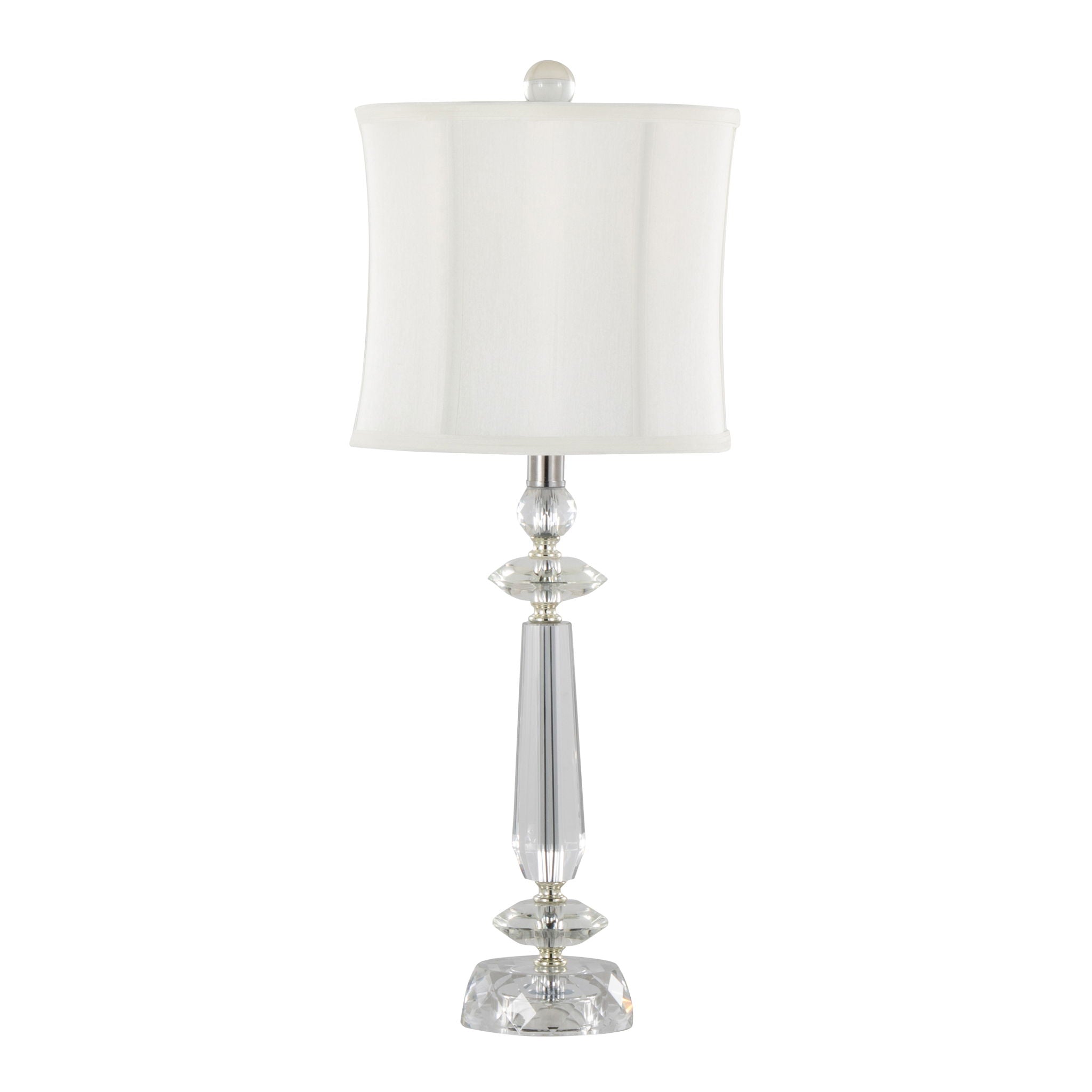 Karat - Contemporary Crystal Table Lamp (Set of 2) - Clear Crystal / Chrome / White Softback