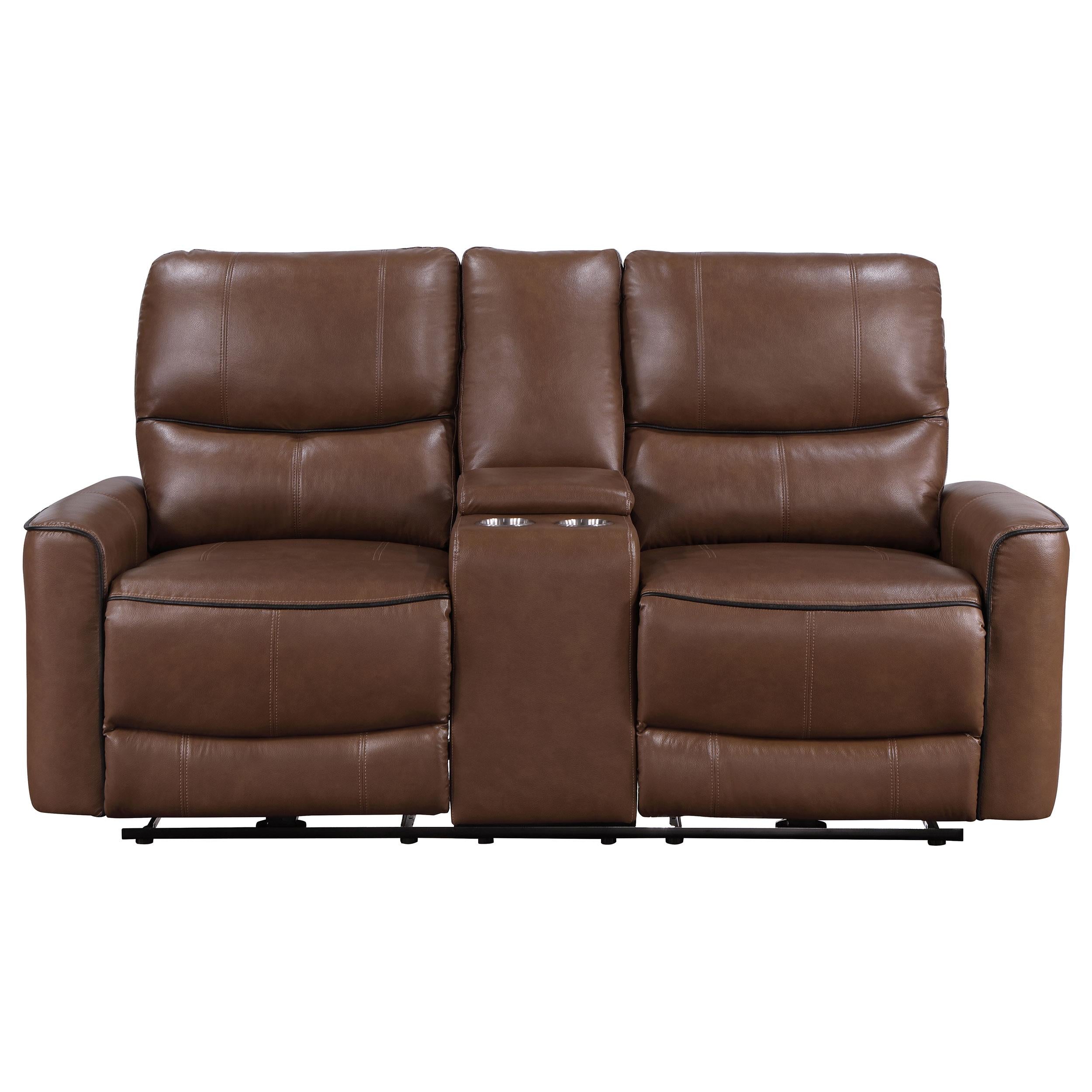 Diamond Modern Furniture COA Greenfield Power Reclining Leatherette Loveseat with Console 610265P IMAGE 3