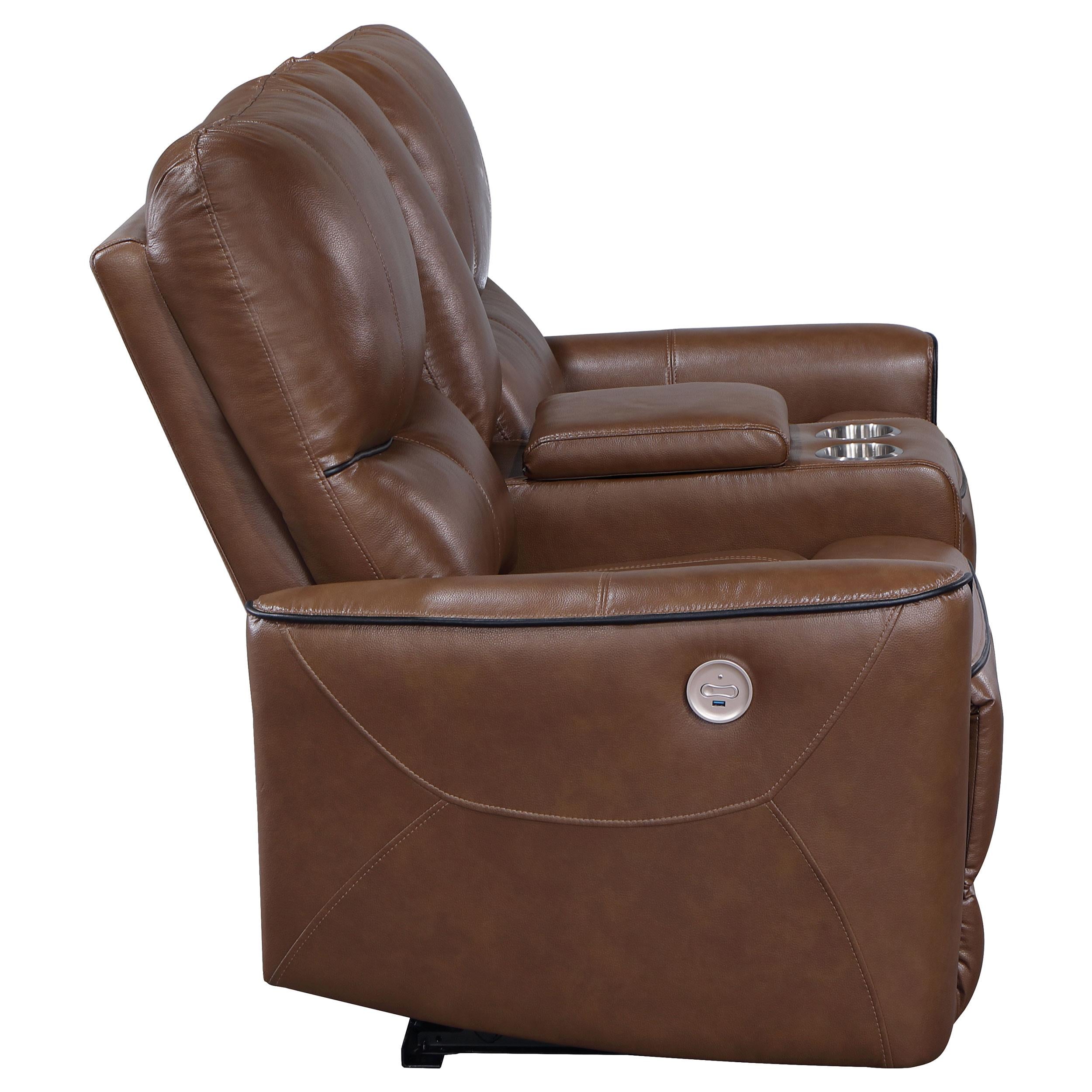 Diamond Modern Furniture COA Greenfield Power Reclining Leatherette Loveseat with Console 610265P IMAGE 5