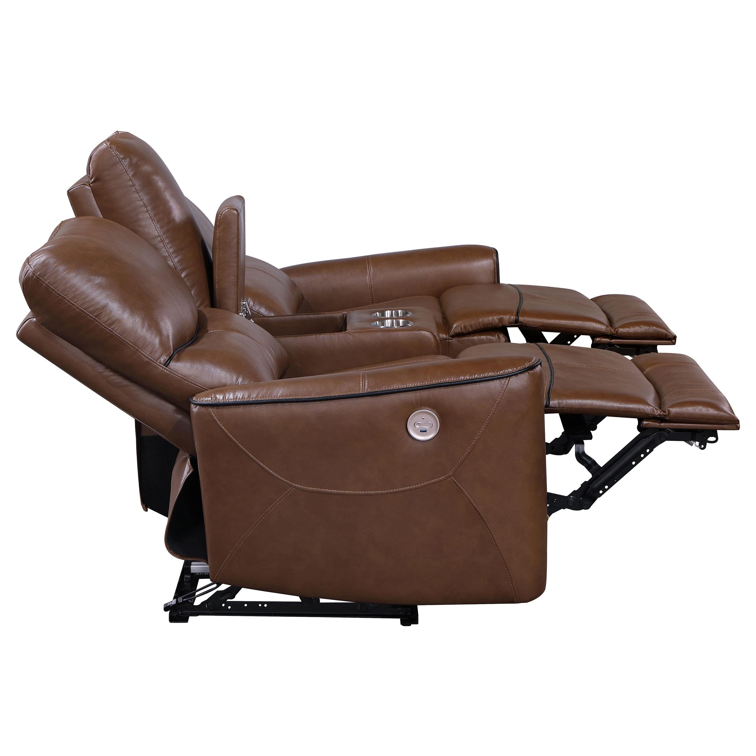 Diamond Modern Furniture COA Greenfield Power Reclining Leatherette Loveseat with Console 610265P IMAGE 6