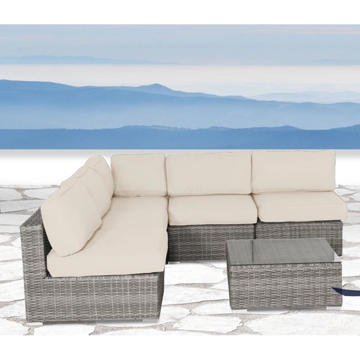 Seating Set With Cushions Handcrafted Wicker Design