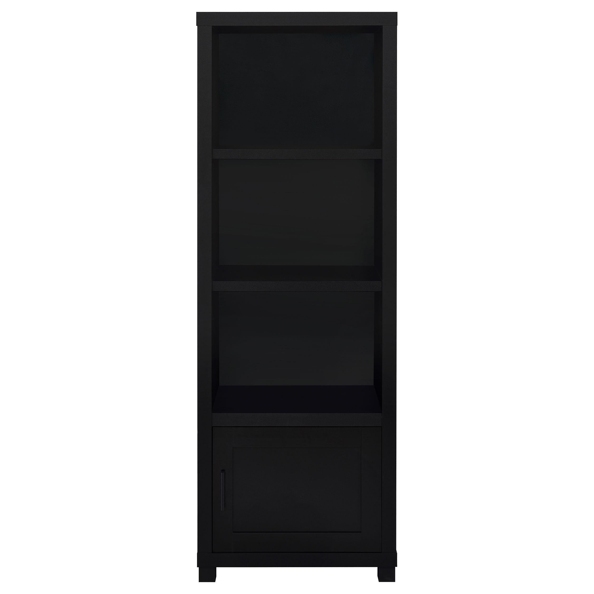 Coaster Furniture Jupiter 707756 3-Shelf Media Tower Bookcase with Storage Cabinet - Black IMAGE 4