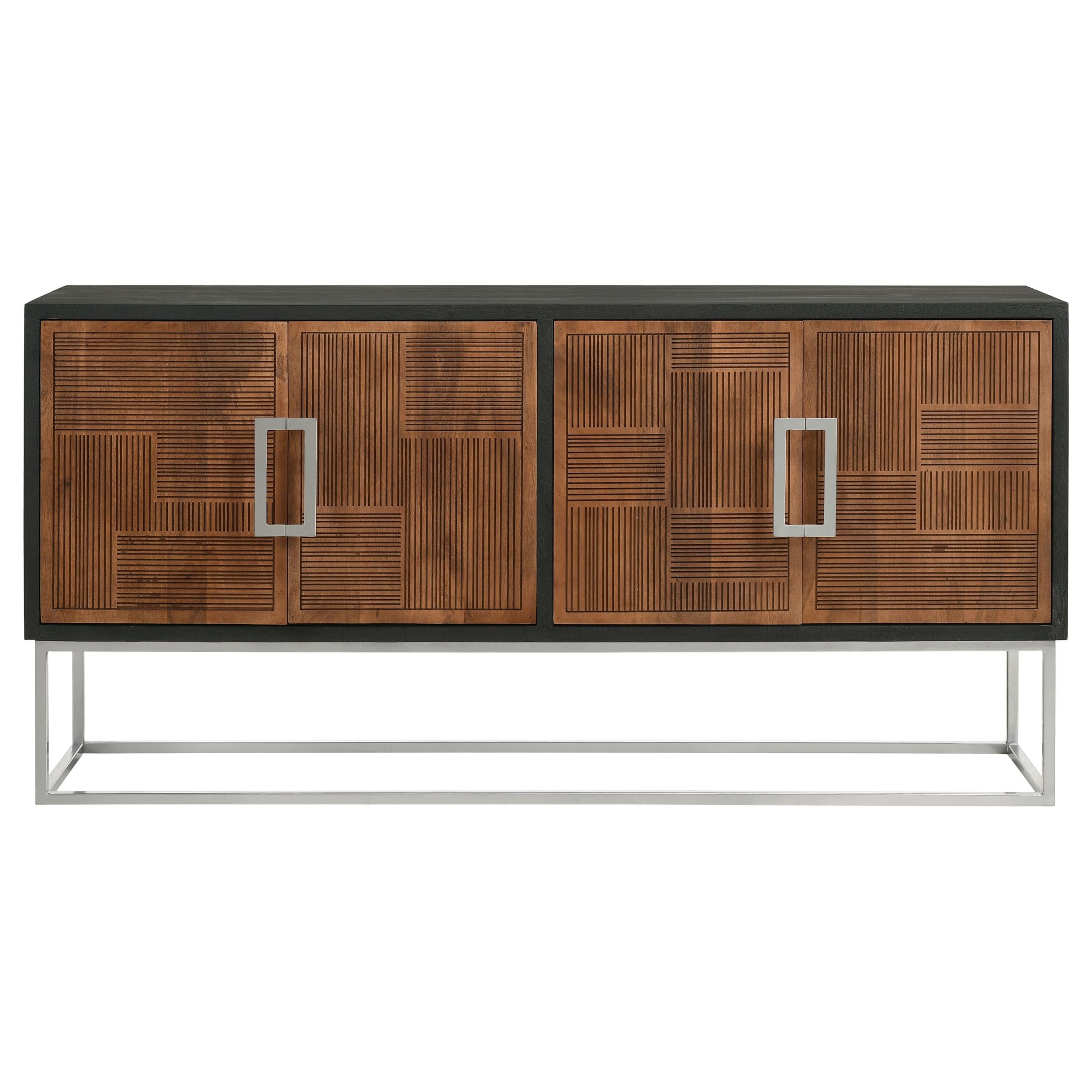 Coaster Furniture Borman 950331 4-Door Wooden Accent Cabinet - Walnut/Black IMAGE 4