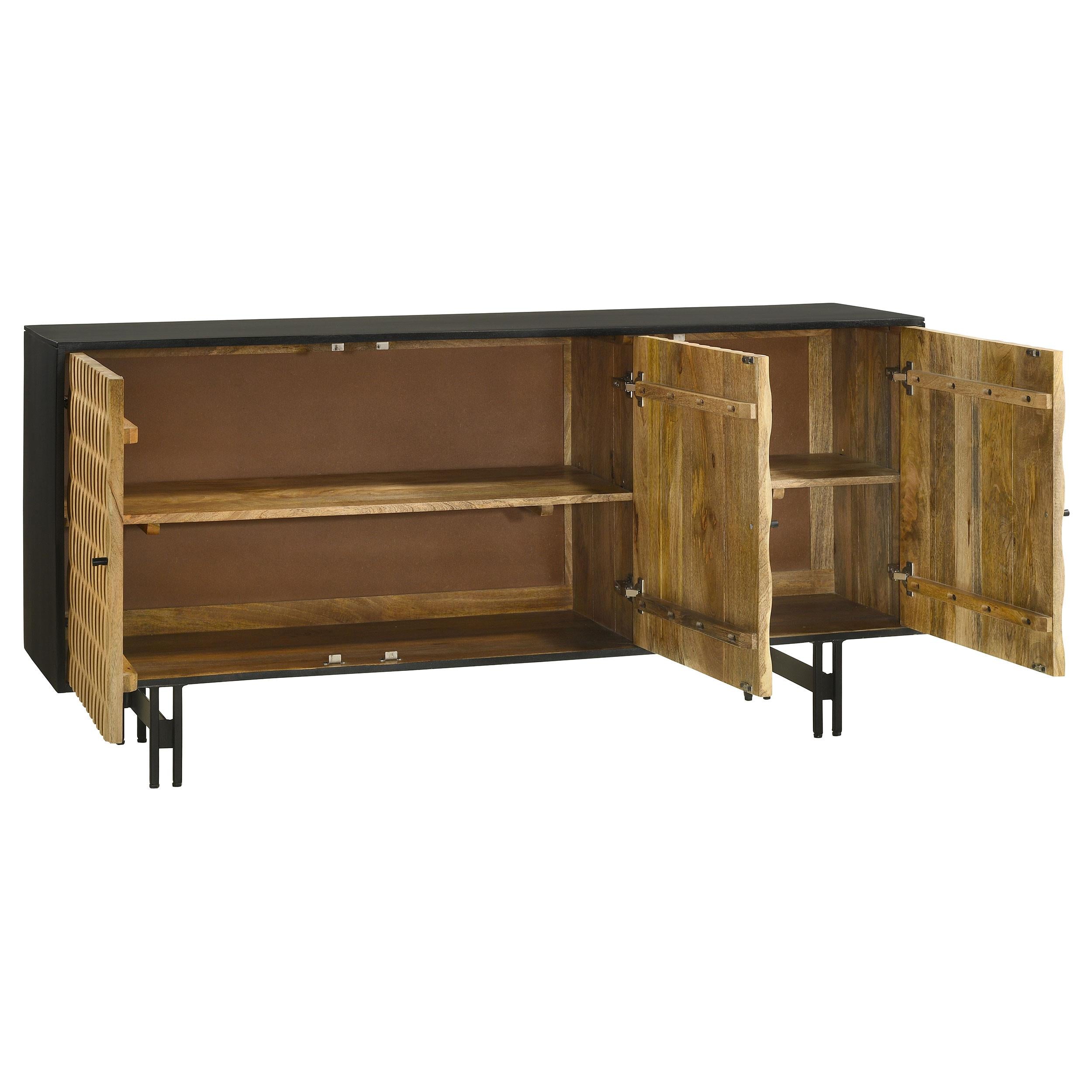 Coaster Furniture Aminah 950383 3-Door Wooden Accent Cabinet - Natural/Black IMAGE 2